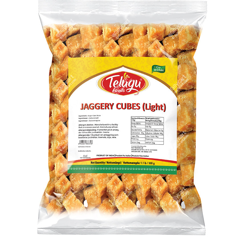 Telugu Foods Jaggery Cubes (light) 1kg