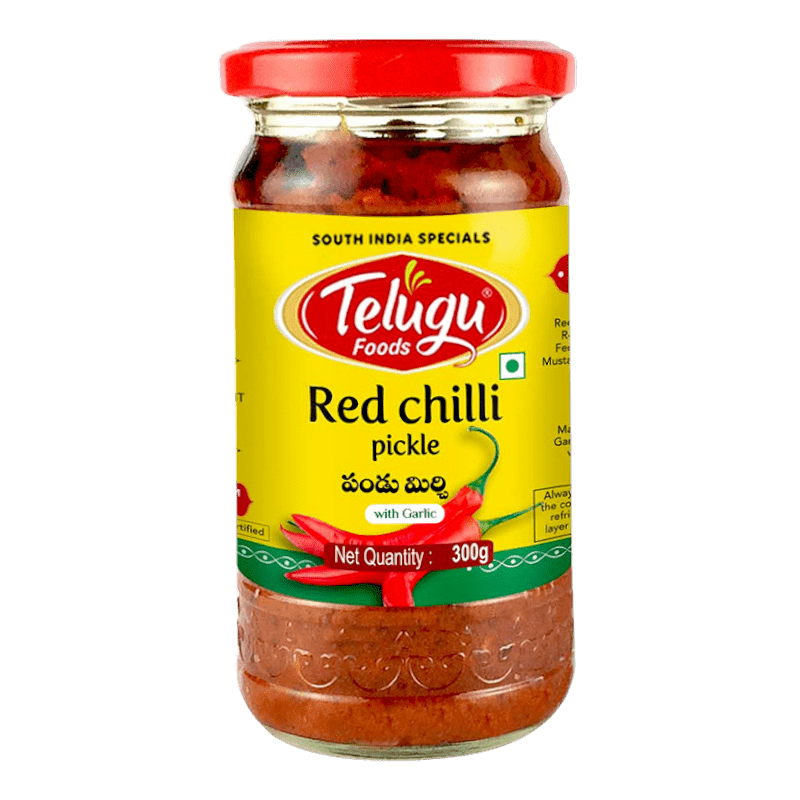 Telugu Foods Red Chilli Pickle (with garlic) 300g