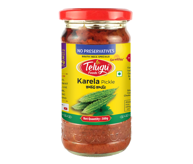 Telugu Foods Karela Pickle (with garlic) 300g