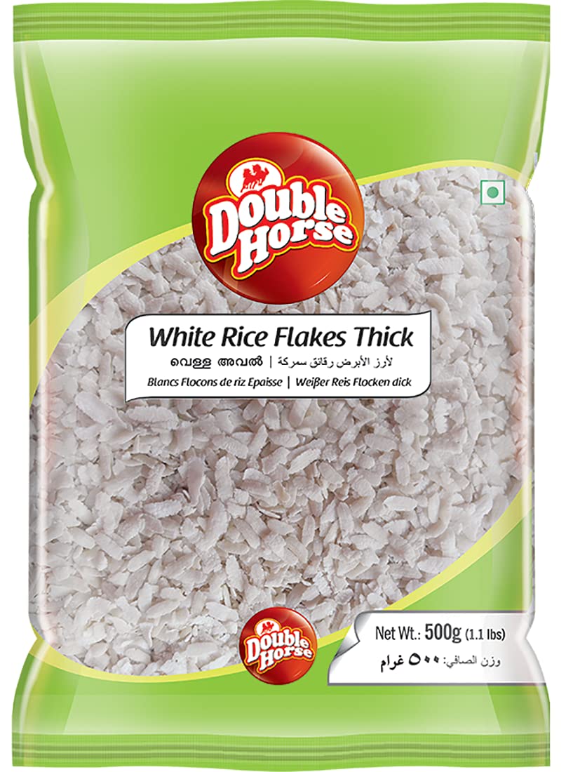 Double Horse White Aval Rice Flakes / Poha thick 400g